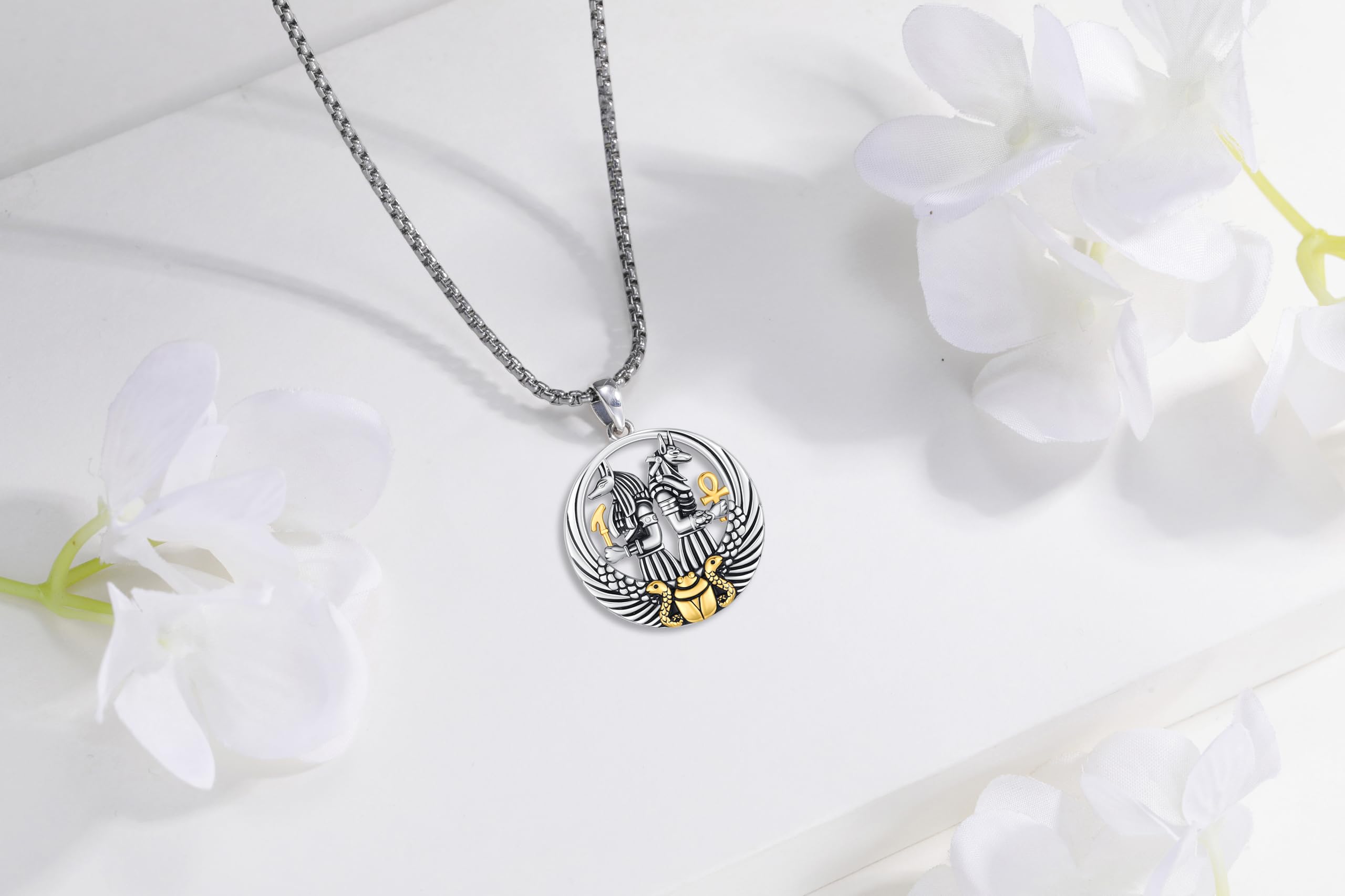 DRINSPER Anubis Necklace 925 Sterling Silver Ancient Greek Mythology Jewelry