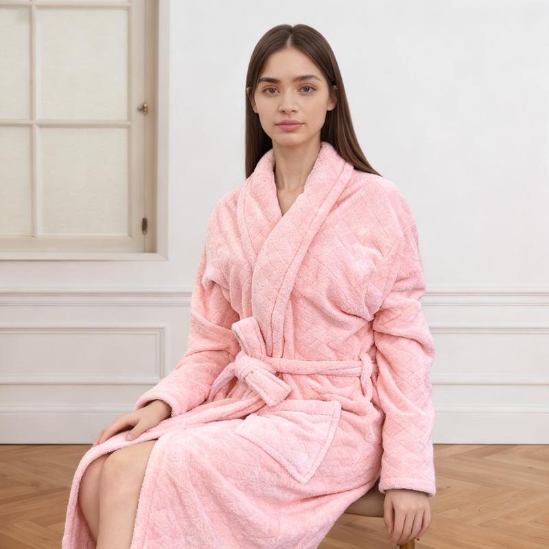 Large Size Women'S Bathrobe 120*150cm 350gsm Women'S Plus Thickened Coral Fleece Bathrobe Women'S Adult Bathroom Apron Women'S Bedroom Shawl Collar Bathrobe Suitable for Home Travel Sauna Spa, Wash Cloths for Bathroom