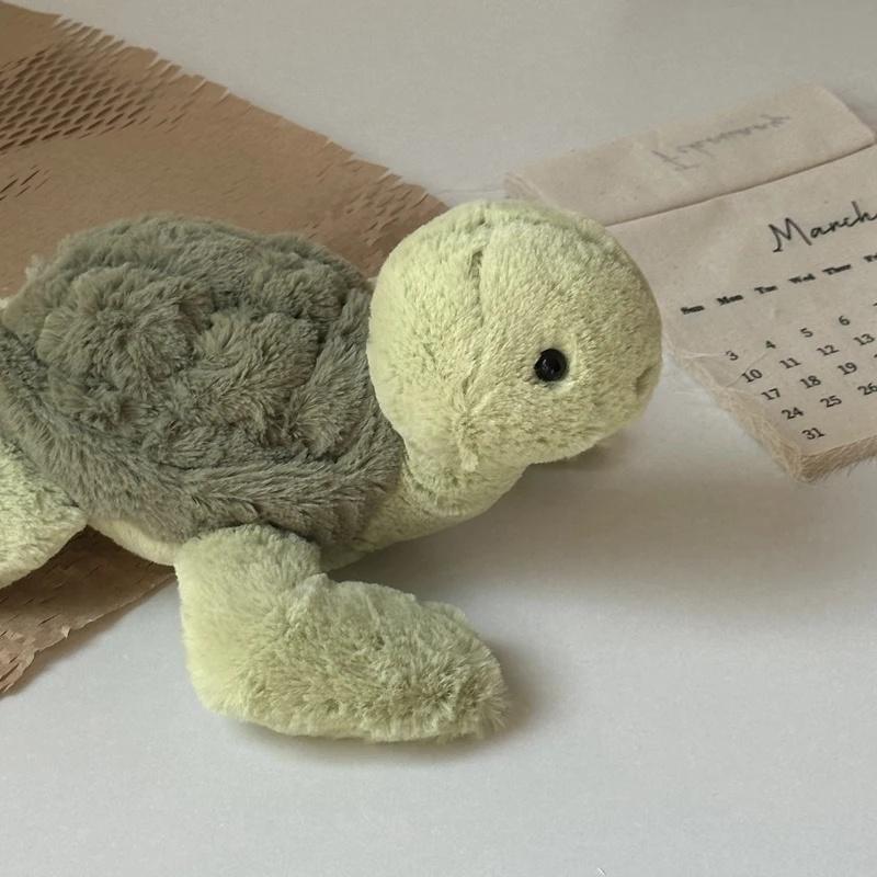 Realistic Sea Turtle Plush Toy, Soft Cute Tortoise Stuffed Animal Doll, Portable Plush Keyring for Car Bag Decoration, Kids Gift