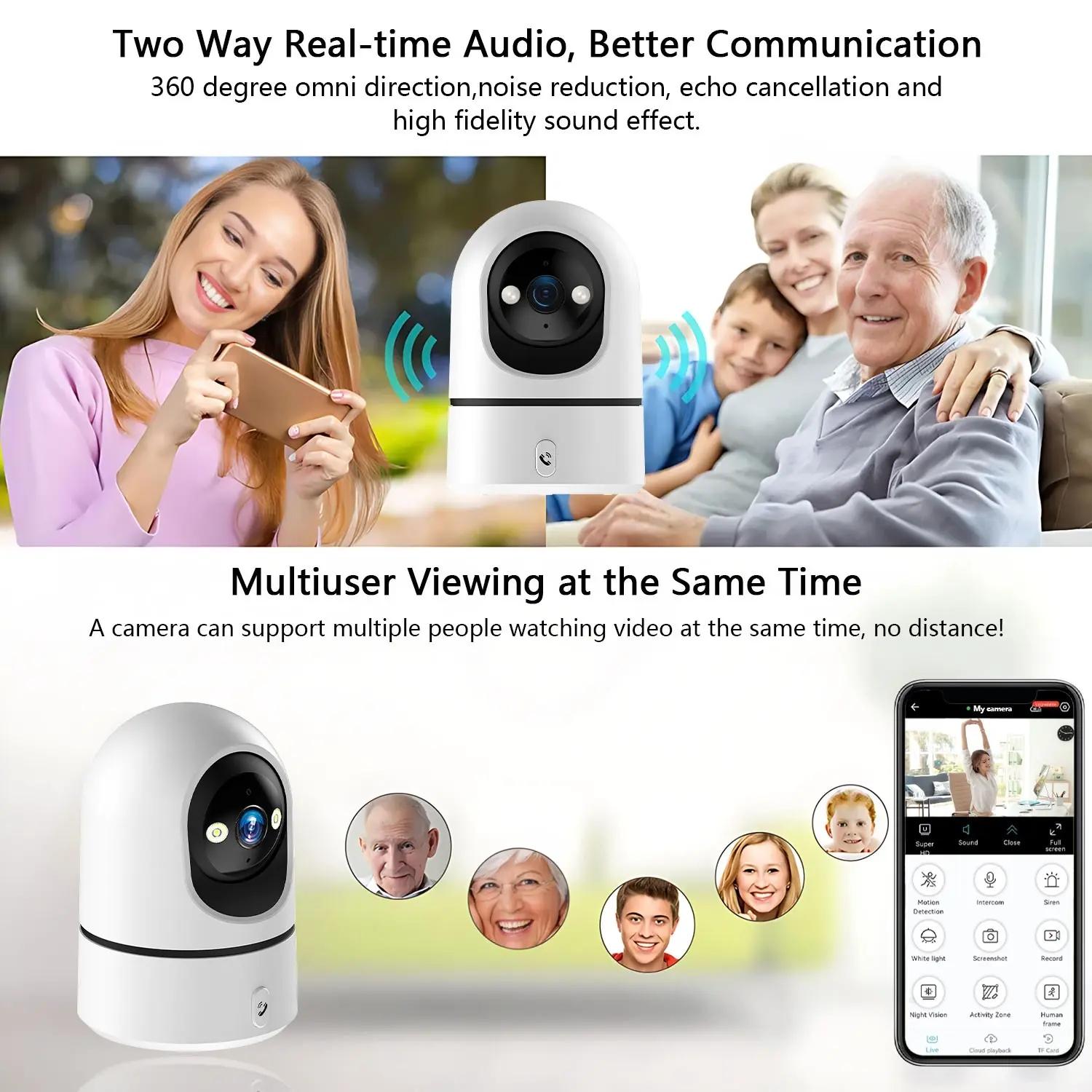 Smart WiFi Indoor Security Camera, 1080P HD Night Vision, Motion Tracking, Two-Way Audio, Sound Alerts, Ideal for Home Safety Monitoring