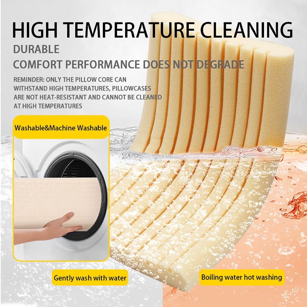 Height-Adjustable Silicone Pillow with Removable Core — Washable (Hand or Machine), Breathable, Dust Mite Resistant, and Antibacterial. Features a Soft, Skin-Friendly, Food-Grade Silicone Construction.