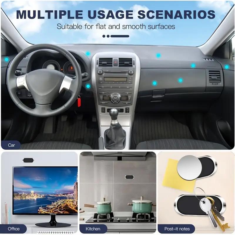 Magnetic Car Phone Mount 2 Pack with 4 Metal Plates 360 Rotation Universal Dashboard Adhesive Holder for iPhone & All Phones Super Magnet Strong Hold Portable Car Use