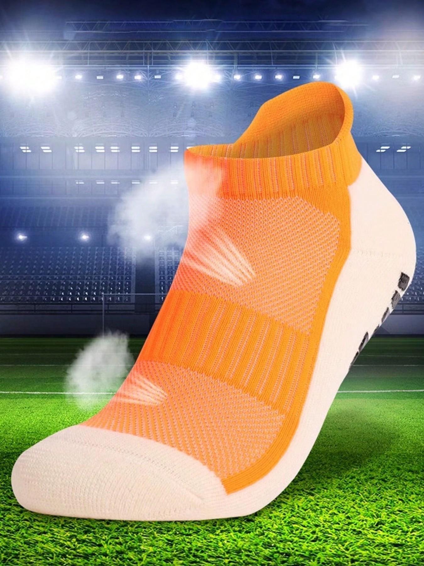 Men's Sporty Colorblock Socks, Anti-Slip Silicone Dots, Breathable Mesh, Sweat-Wicking, Soft and Comfortable, All-Season Football Training Socks