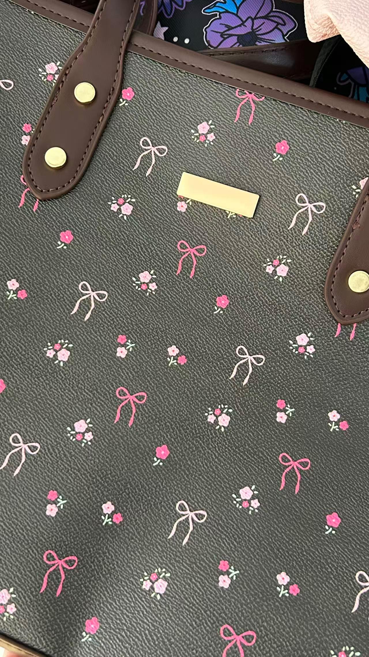 Valentine's Day Gift Women's Elegant Floral Bow Pattern Handbag, personality versatile Daily Shoulder Bag, simple exquisite Casual Fashion High quality Daily Commuter Bag, Crossbody Tote Bag