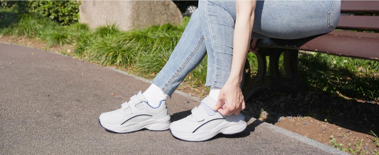Women wedge Diabetic-Friendly Leather Shoes Walking Shoes Wide Toe Box Shoes womens sneaker