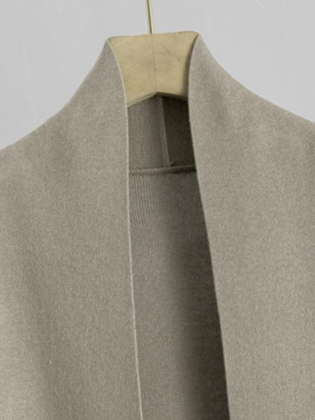 Trendy Knit Turtle Neck Tank & Wide Leg Trousers With Open-Front Long Cardigan Three-Piece Sets