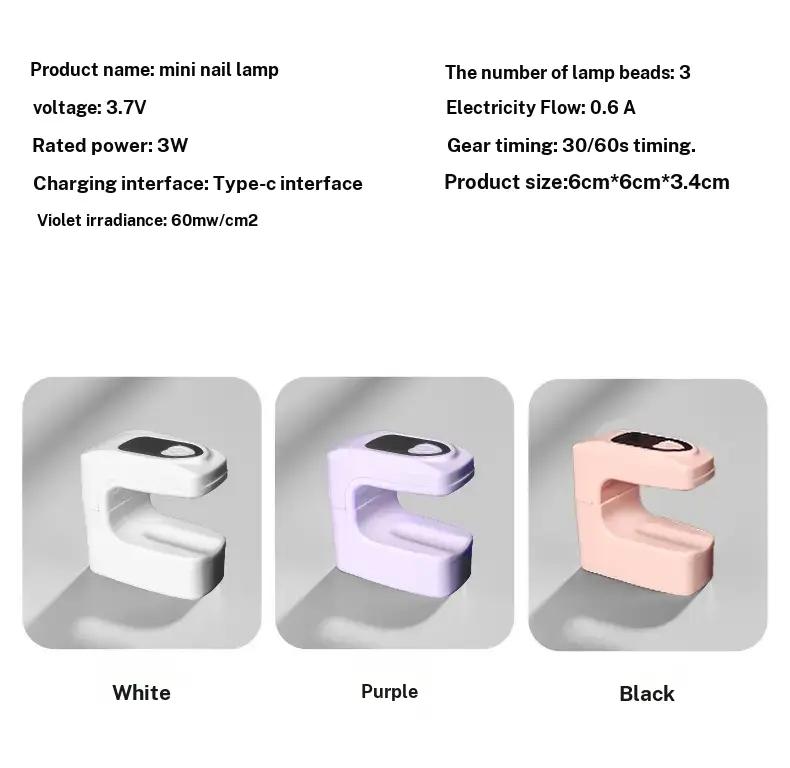Mini UV + LED Dual-effect Nail Therapy Lamp with USB Charging and Portable Design. Equipped with a display for precise timing. Quickly cures nail polish. Anti-blackening nail dryer. Compact portable nail art device. Recommended by professional manicurists