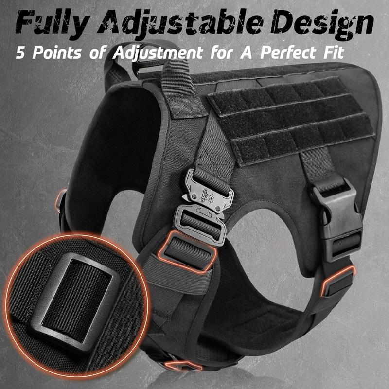 Tactical Dog Harness, Adjustable No-Pull Handle Service Vest Heavy Duty Pet Large Breed,  Dog Vest for Training Hunting Walking, Adjustable Safety Harness