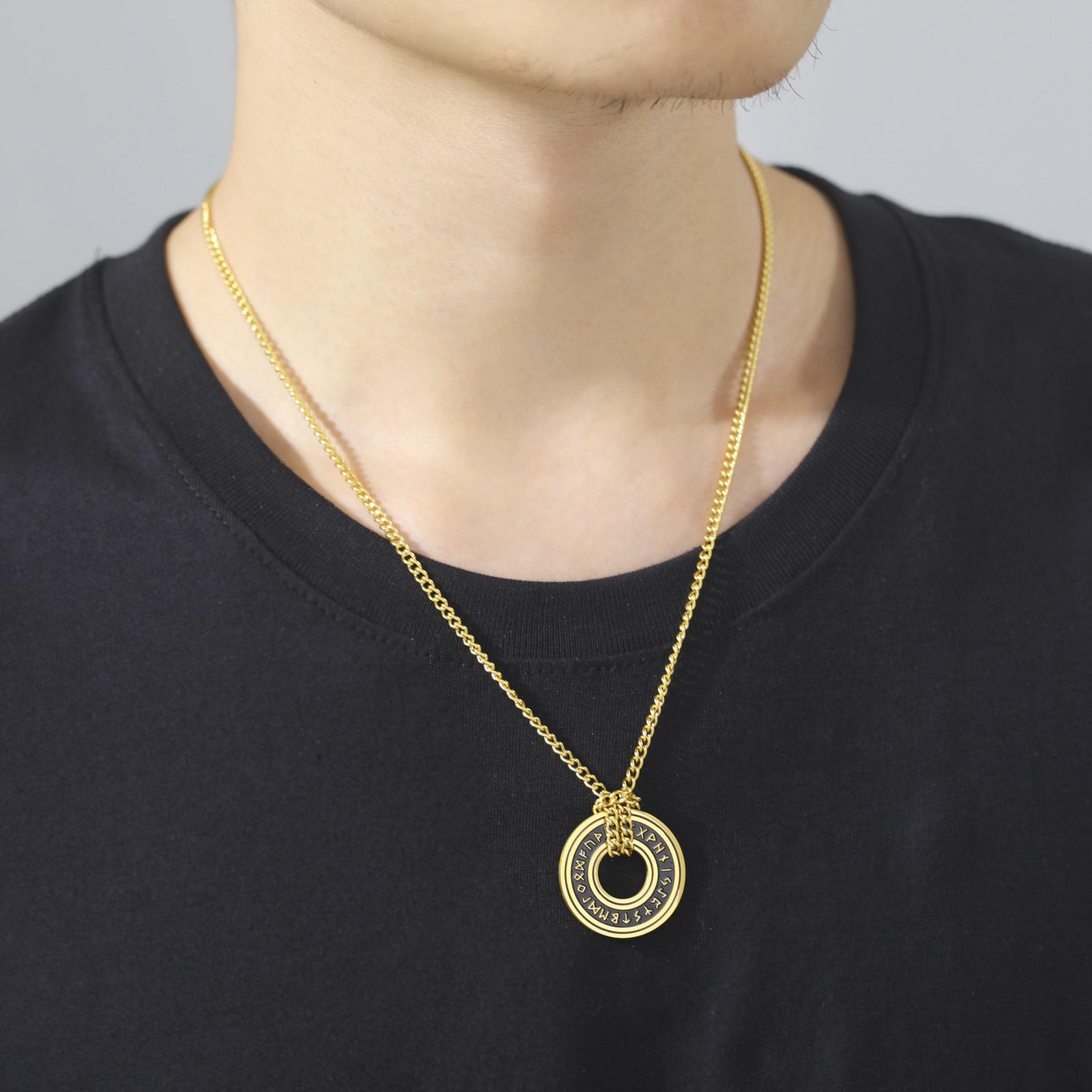 LIKGREAT Vintage Nordic Rune Necklaces for Men Stainless Steel Norse Runes Viking Jewerly Pagan Pendant Amulet Gift Hot Sale
