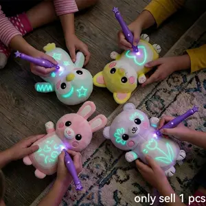 Glowmate Erasable Graffiti Plush Toy, Glows in Dark, Magic Drawing Soft Filled Animal, Soft Stuffed Animal, Kawaii Stuffed Animal, Perfect Birthday Gift for Boys and Girls, Safe and Non-Toxic