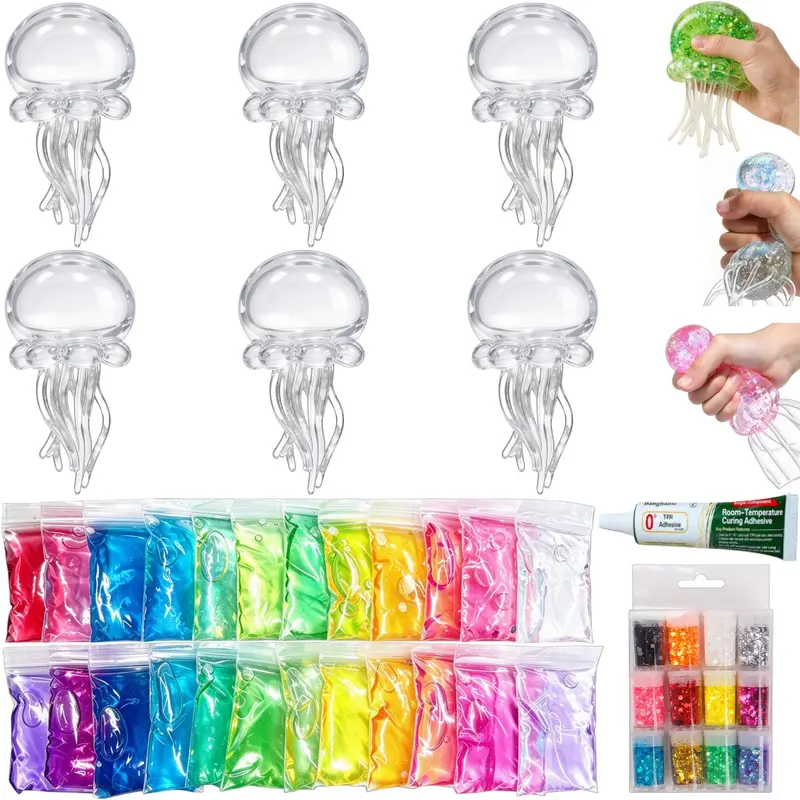 DIY Stress Ball Making Kit, Includes 24 Colors Slime, 12 Colors Glitter ...