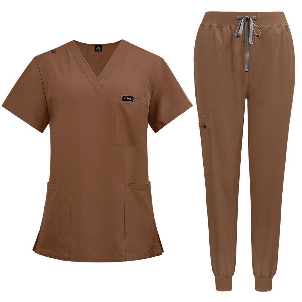 Comfortable Leisure Care Center Daily Practical Work Clothes Set Women Unisex Doctor Hospital Uniform Top Jogger Pants Veterinary Nursing Uniforms