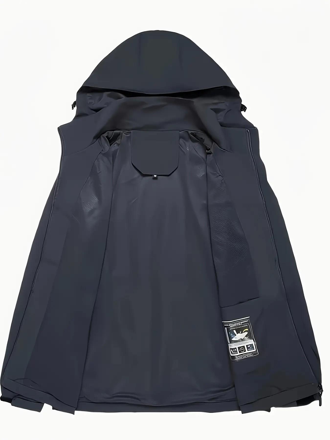 Men's Lightweight Polyester Fashion Hooded Jacket, Gap Print Design with Full and Half Zipper, Casual Outerwear for Spring & Fall