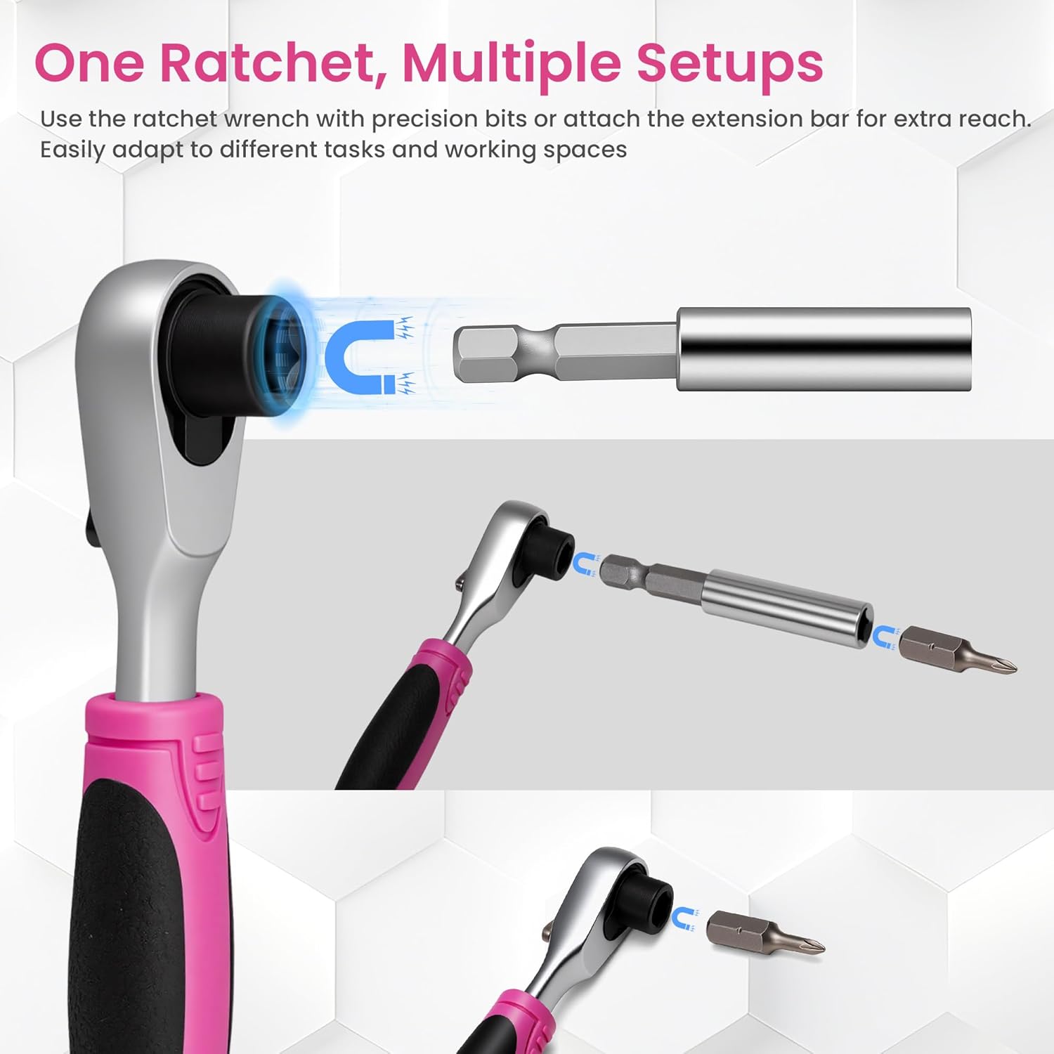 Mini Ratchet  Set for  Repairs,  Portable Tool Kit for Women, 72- Compact Ratchet with Bits & Extension Rod for Tight Spaces, Furniture,  & Motorbike