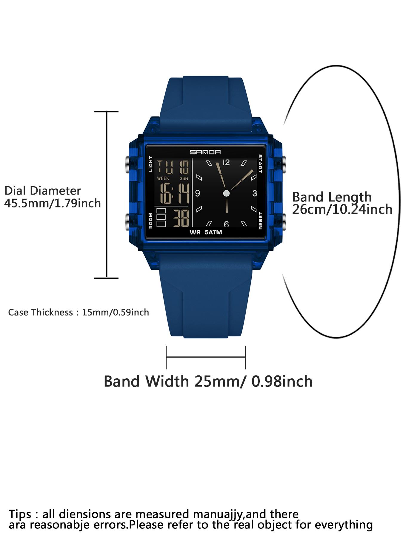 SANDA Unisex Analog-Digital Fashion Watch, Waterproof Luminous Multi-Function Youth Style Watch with Countdown Timer, Perfect for Casual Wear