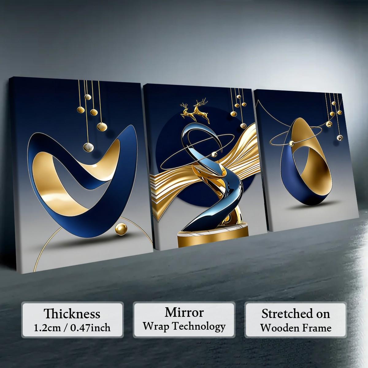 3 count wooden frame canvas, fashionable geometric design poster, modern abstract art decoration, Contemporary Art, exquisite family poster, suitable for living room corridor wall, HD inkjet printing, waterproof art, Artwork