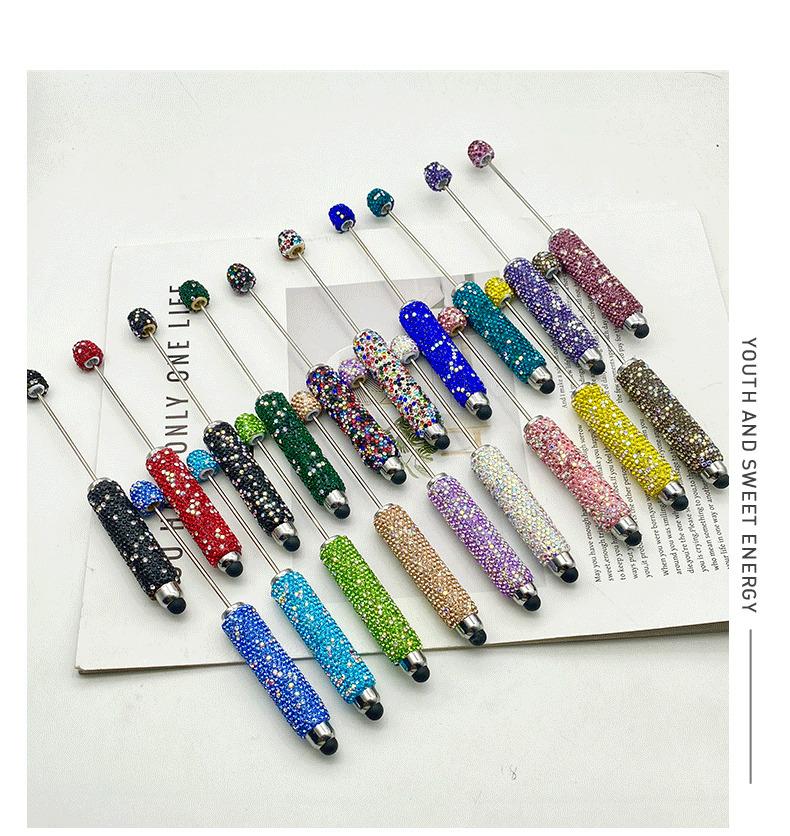 10pcs New DIY Touch Screen AB Full Rhinestone Beadable Pens, Creative Cute Beaded Pens, AB Color Diamond Ballpoint Pens, Stationery Gift Pens