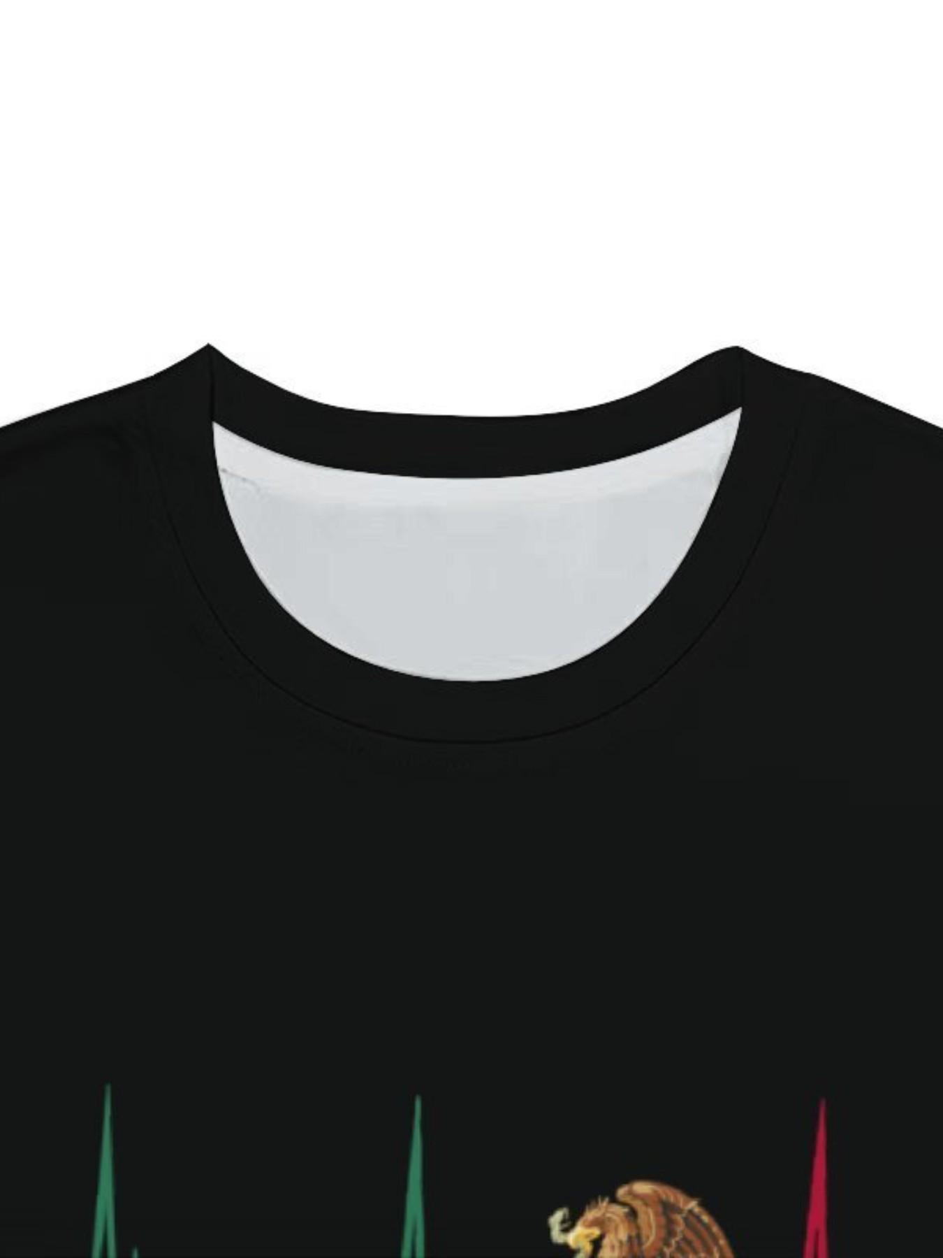 Suitable for both men and women, Mexican Heartbeat EKGPulse, Mexican Pride Badge, Mexican Flag T-shirt, Couple Short Sleeve Shirt, Men's Fashion Couple Clothes