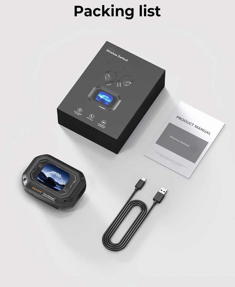 ERAZER XP6 Translation Wireless Earbuds With Translate APP Open Free Wireless Bluetooth Earphones For Listening To Music&Calling, LED Lights Touchscreen, Ergonomic Ear Hooks, Ultra-Comfort,Translator Wireless Headphones,Support 150 languages,30H Playtime