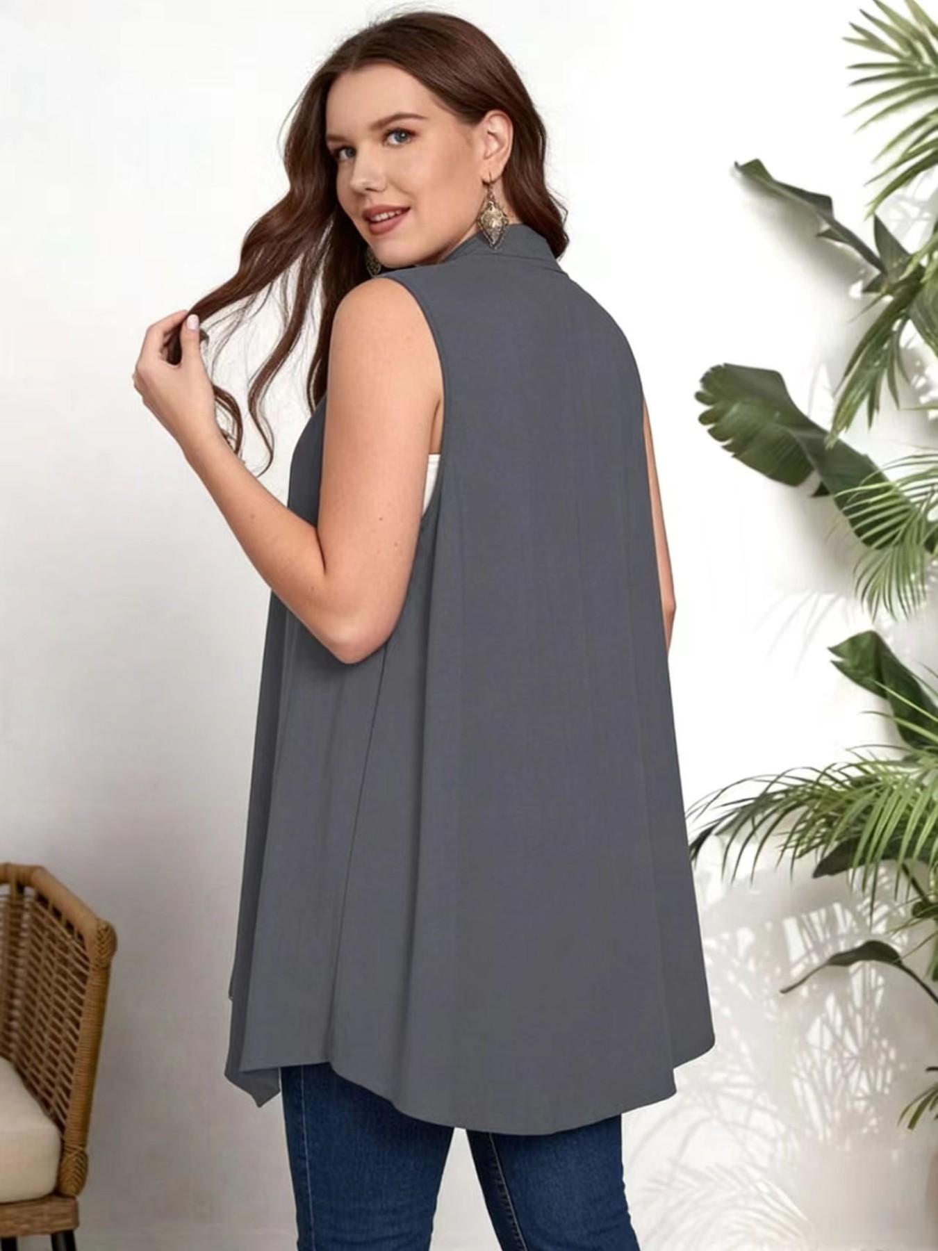 Ebay Bestselling Sleeveless Vest, Hot Selling Open Front Cardigan for Women, European and American Style, Plus Size Female Clothing