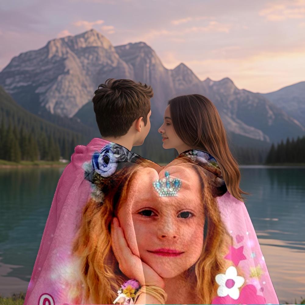 1pc Like Nastya Princess Floral Crown Design Flannel Fleece Blanket, Super Soft Cozy Warm Throw for Bed Sofa Couch Living Room, Office Travel Car, Decorative Gift Idea