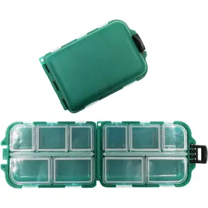2x Small Hard Fishing Tackle Box Portable Case Hooks Lure Baits Storage Box Containers For Storing Swivels Jigs Hooks Sinker,10 Compartments (Green)