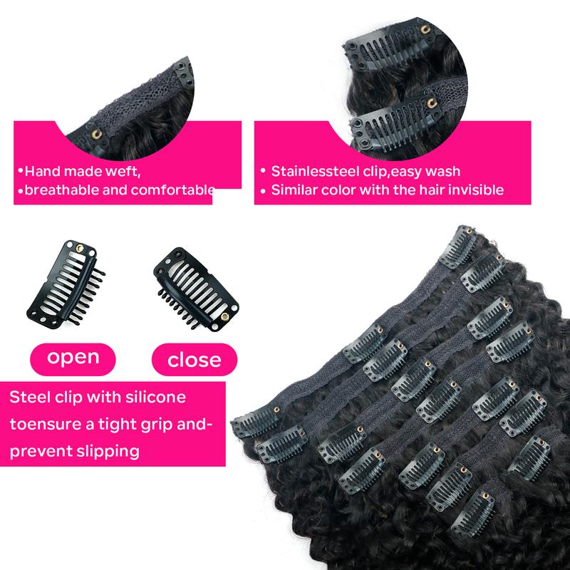 Tahikie Curly Clip in Hair Extensions Seamless Burmese Curly PU Clip ins Real Human Hair 8pcs Per Set With 18 Clips 120g / pack For Women Brazilian Real Human Hair Body Wave/ Deep Wave / Yaki Straight / Kinky Straight Natural Black  TikTokShopBlackFriday