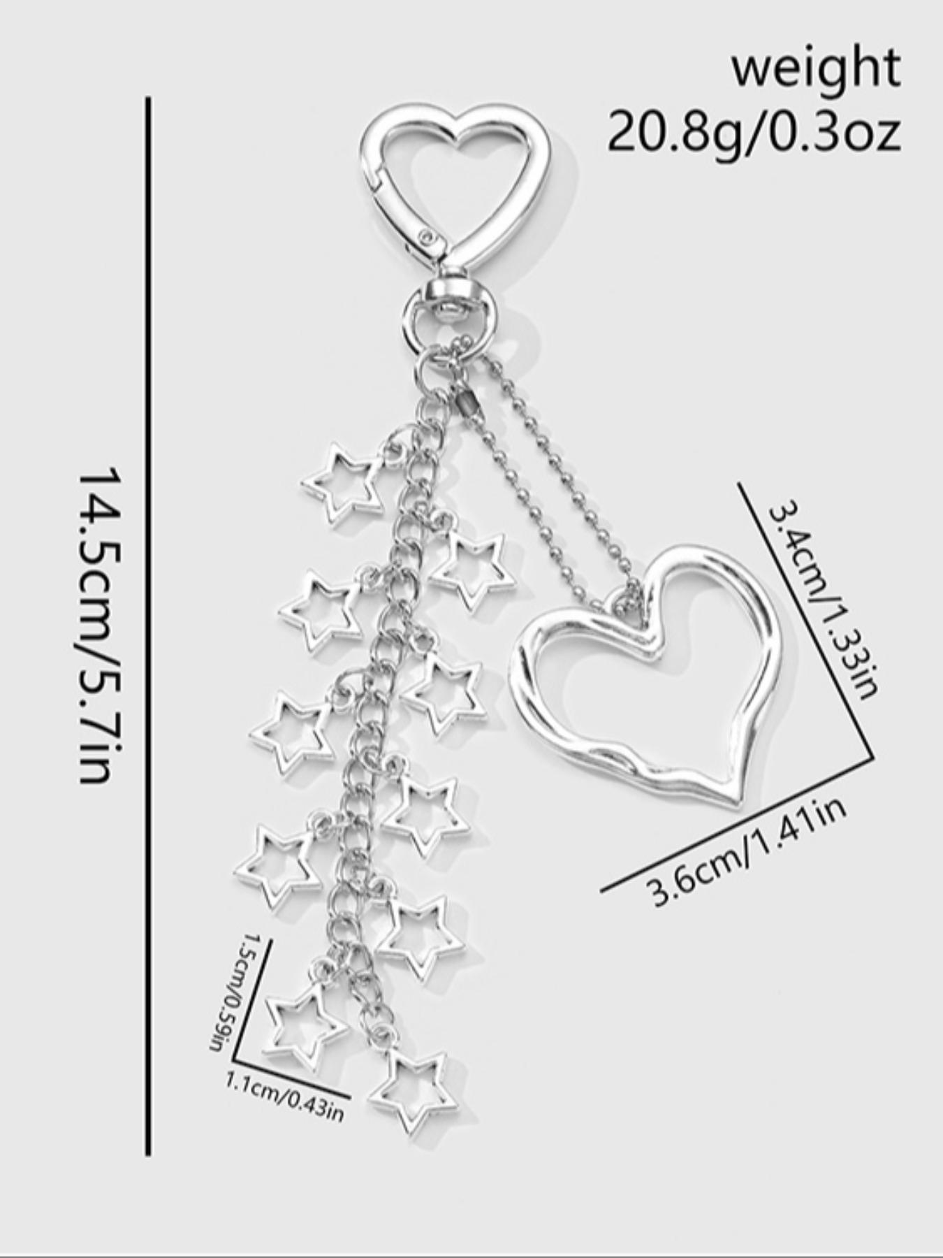 Sweet Cool Fashion Resin Bead Heart Star Charms DIY Keychain, Cute Bow Design, Perfect for Bag and Key Decoration, All Seasons Accessory