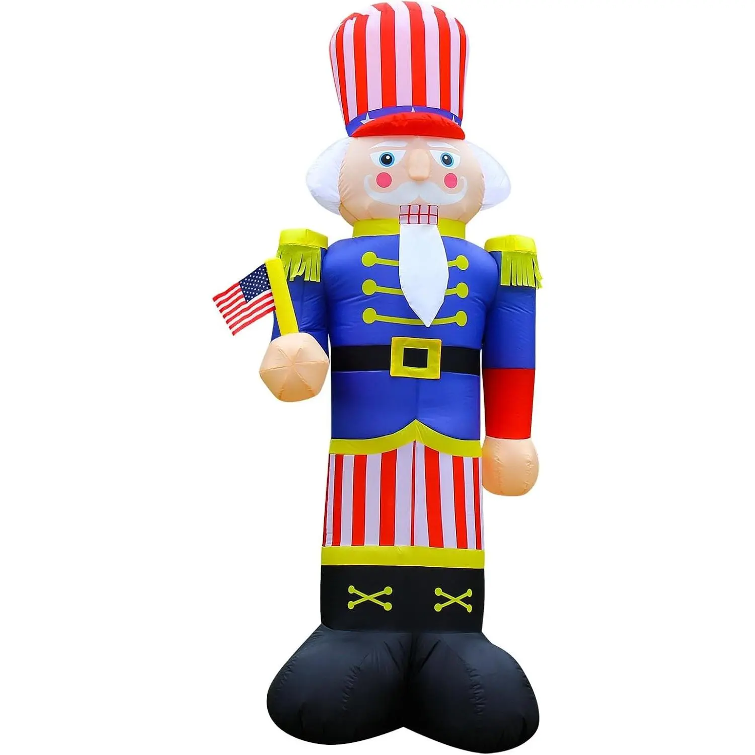 Independence Day Inflatable Nutcracker Soldier Yard Decoration Lighted 4th of July Blow Up Patriotic Garden Lawn Decor 8 Feet Tall