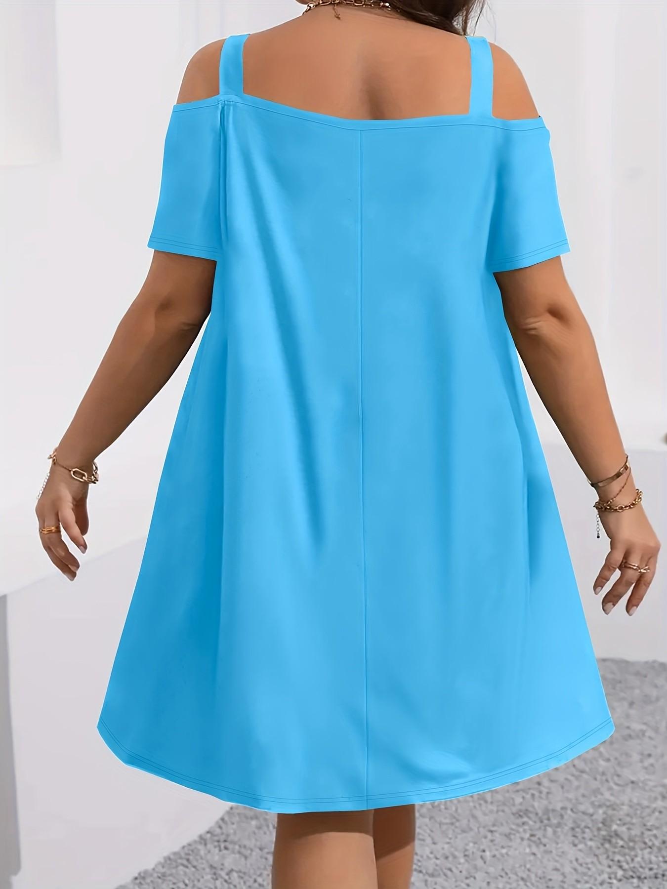 Plus Size Women's off Shoulder Strapless Dress, Loose Fit Slimming Short Sleeve T-Shirt Dress, 8 Colors Available, Casual Everyday Wear, Womenswear Plus Size Women's off Shoulder Strapless Dress, Loose Fit Slimming Short Sleeve T-Shirt Dress, 8 Colors Available, Casual Everyday Wear, Womenswear