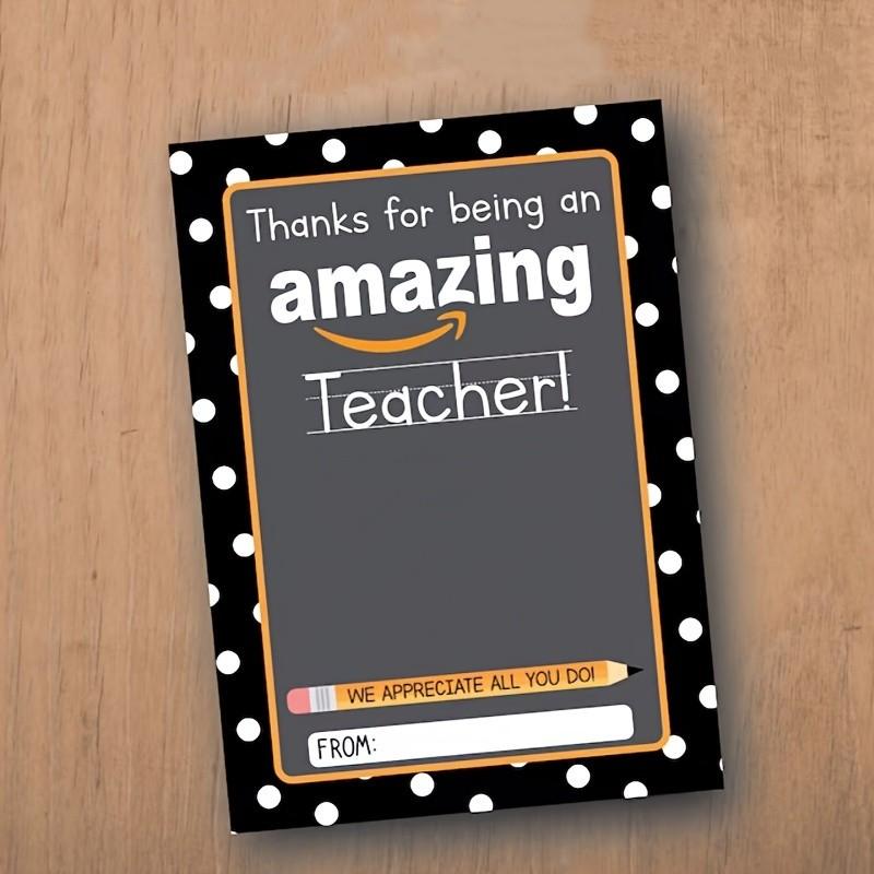 5 Blackboard Style Teacher Appreciation Cards, Gift Card Holder Design, Practical Thank You Cards for Students/parents, and Polka Dot