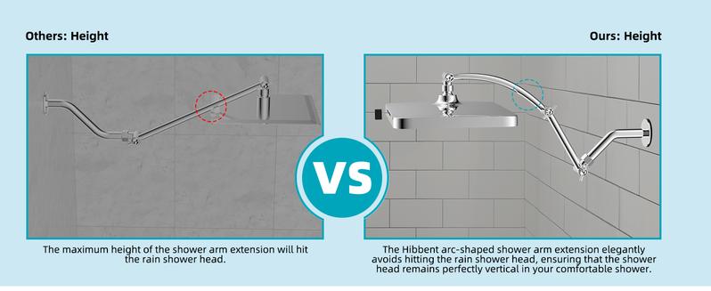 Hibbent Rain Shower Head, 13'' High Pressure Rainfall Square 5 Spray Mode Showerhead with 16" Shower Head Extension Arm, Solid Brass Adjustable Shower Arm Extender, Waterfall fixed Showerheads, Chrome Hibbent Rain Shower Head, 13'' High Pressure Rainfall Square 5 Spray Mode Showerhead with 16" Shower Head Extension Arm, Solid Brass Adjustable Shower Arm Extender, Waterfall fixed Showerheads, Chrome