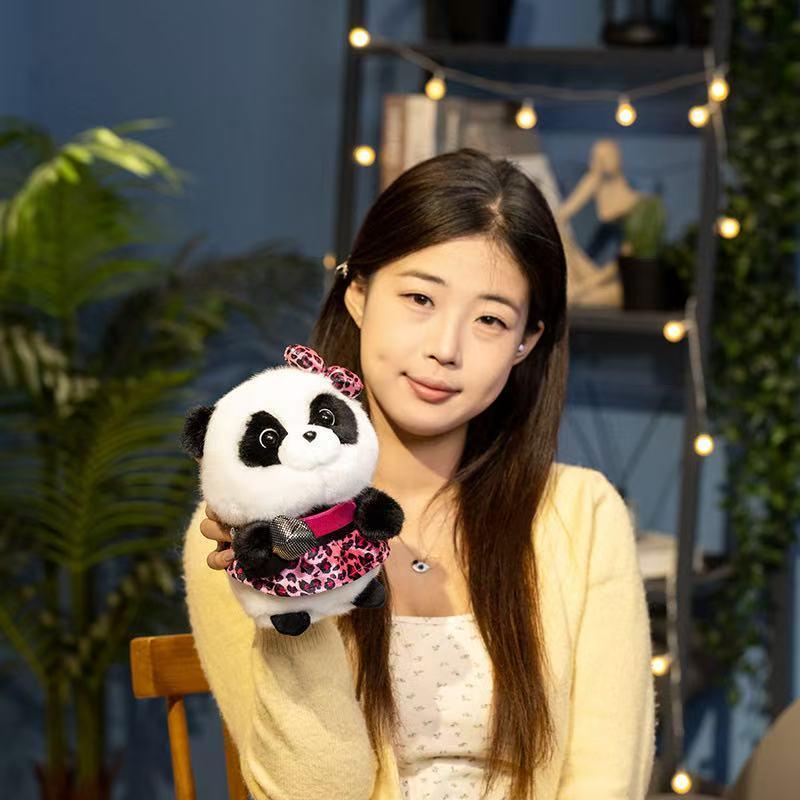 18cm New Simulated Music Panda Doll Stuffed Plush Toy Pillow Handmade Cartoon Anime Suitable Children's Birthday Gift Fun Doll