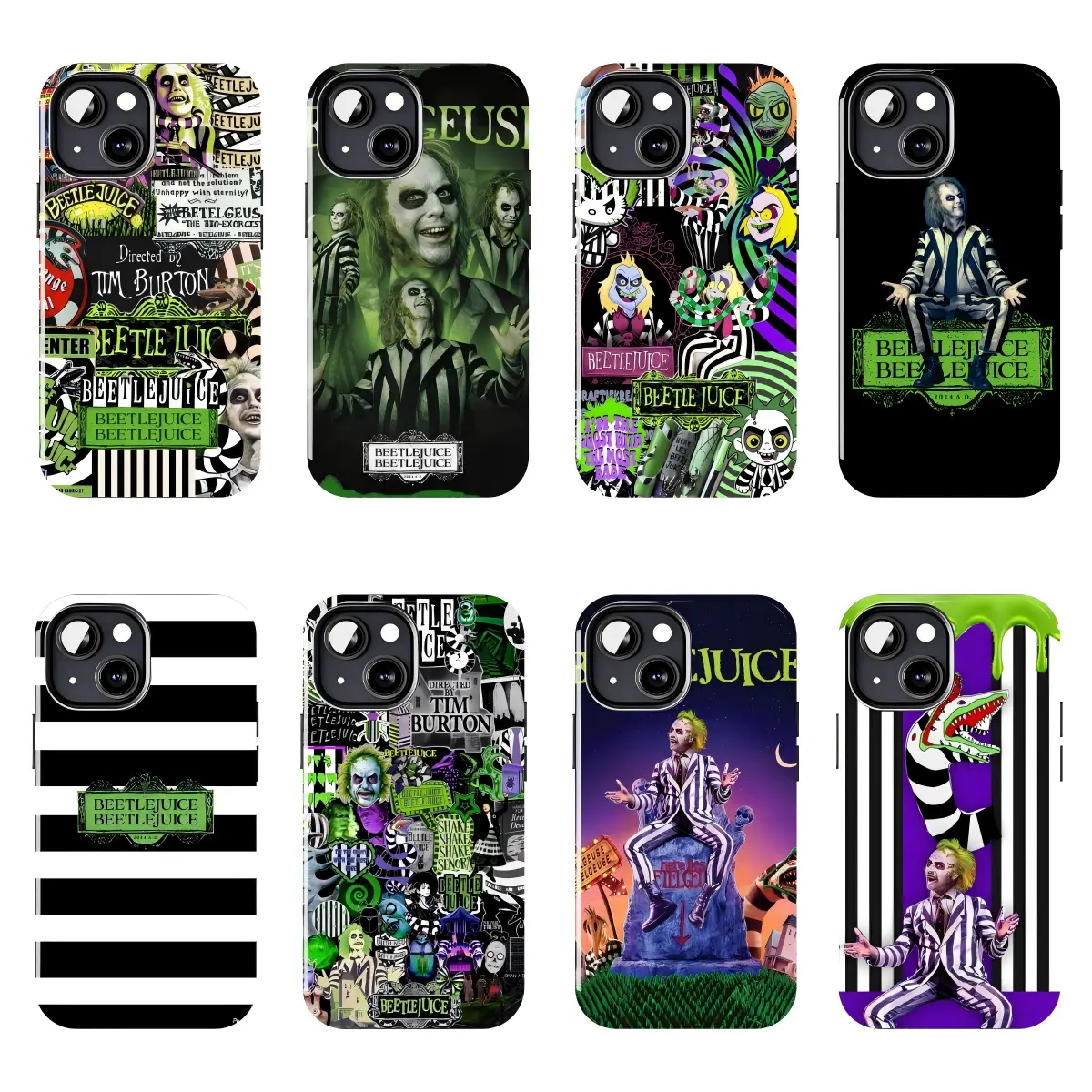 Beetlejuice Phone Case, Tim Burton Gothic Horror Movie Style, Black Green Spooky Character Graphic Cover, Retro Halloween Aesthetic Protective Case, Dark Fantasy Gift for Fans, Compatible with iPhone 11–17 Pro Max/Plus series and Samsung Galaxy S23–S26 se