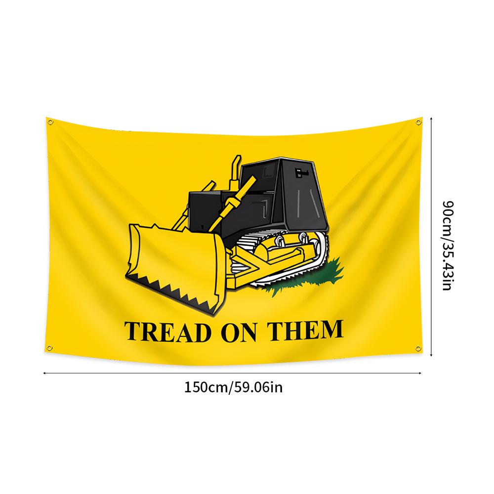 Tread on Them Killdozer Flag Banner 3x5 Ft, Vibrant Print, Indoor Bedroom Dorm Man Cave Decor, Outdoor Wall Hanging Decoration