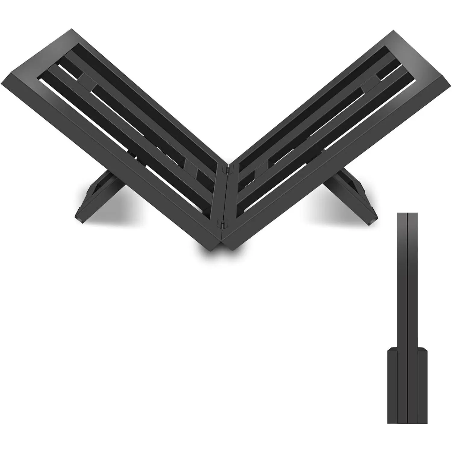 Firewood Rack Indoor Outdoor, Portable Heavy Duty Black Steel Log Holder Portable Log Storage for Fireplace and Fire Pit, Wood Log Rack Metal Firewood Stand