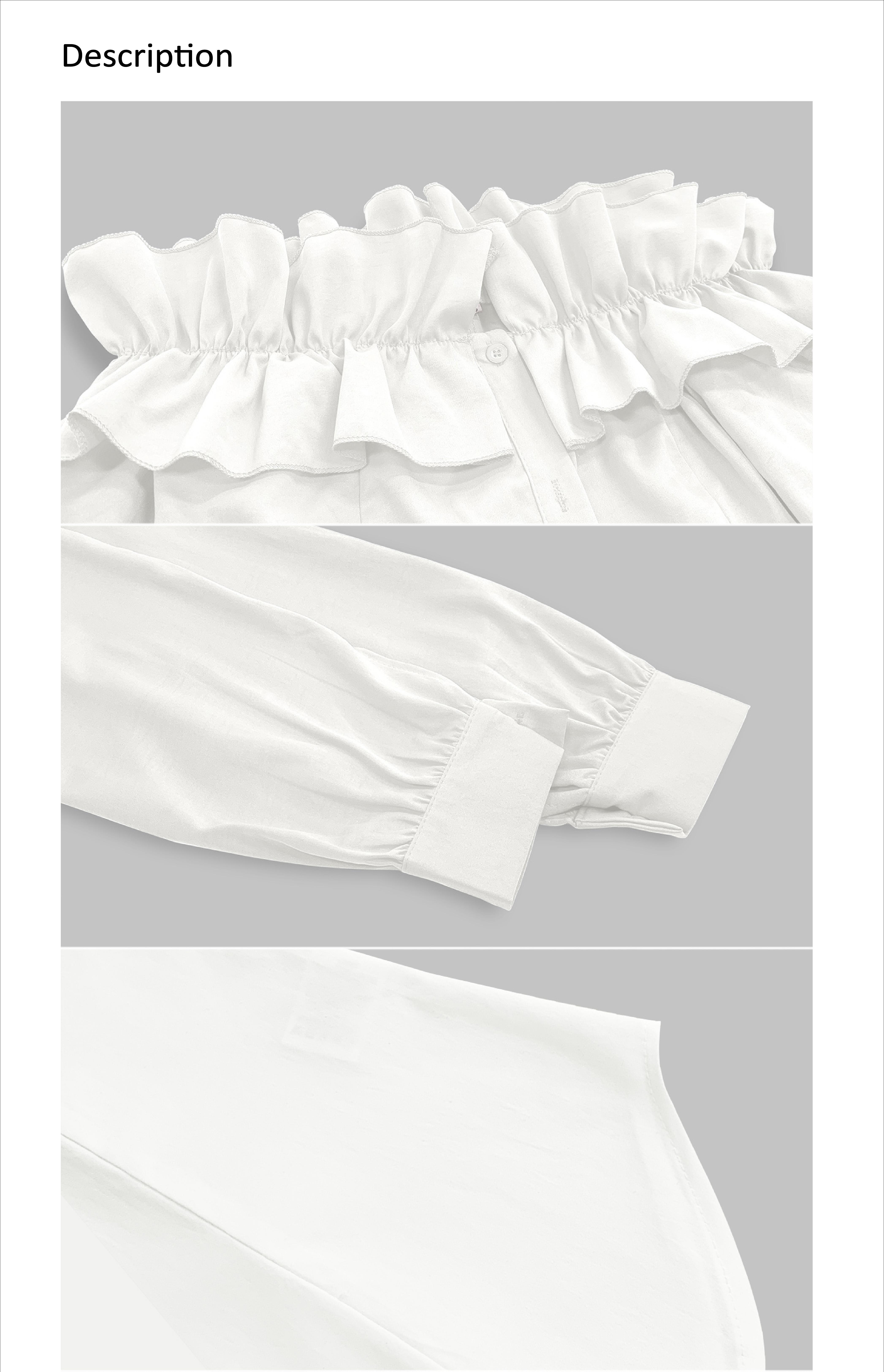 Women's Long Sleeve One Shoulder Ruffle Slim Fit Shirt Blouse, Casual Plain Woven Fabric, All Seasons Fashion Top, Elegant Women's Clothing