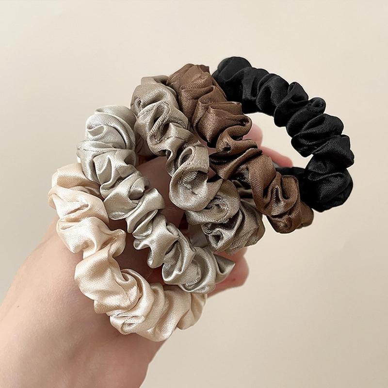 Solid Color Satin Scrunchies, ElegantScrunchies for Women & Girls, MinimalistHeadwear Suitable for Thick Hair, FashionHair Accessories for Party, Daily Decor, HairAccessories Set