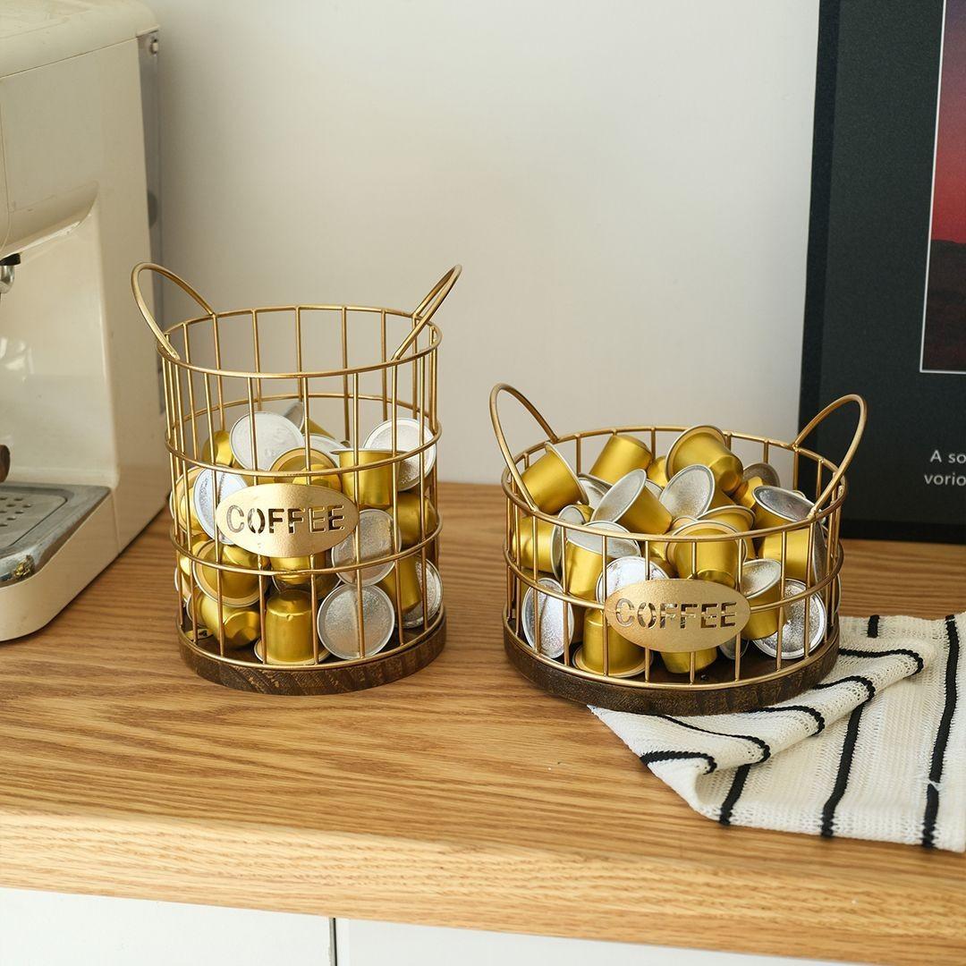 Metal Coffee Capsule Storage Basket, Geometric Design, Snack and Candy Dish, Creative Fruit Bowl, Modern Decorative Plate