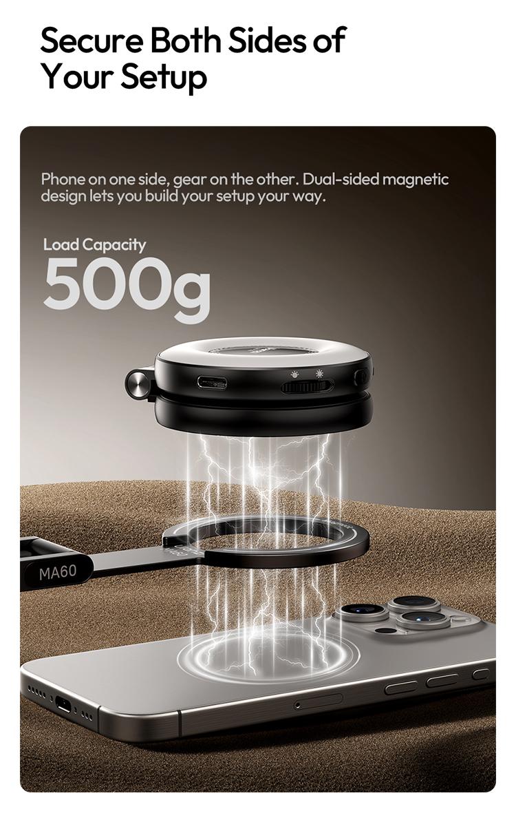 【TikTokShopBlackFriday】Ulanzi MA60 Magnetic Phone Stand for iPhone Aluminum Mini Foldable Tripod Pocket-Sized Cell Phone Stand with Magnetic Quick Mount Compatible with iPhone 12 13 14 15 16 Models - Smartphone Video Rig