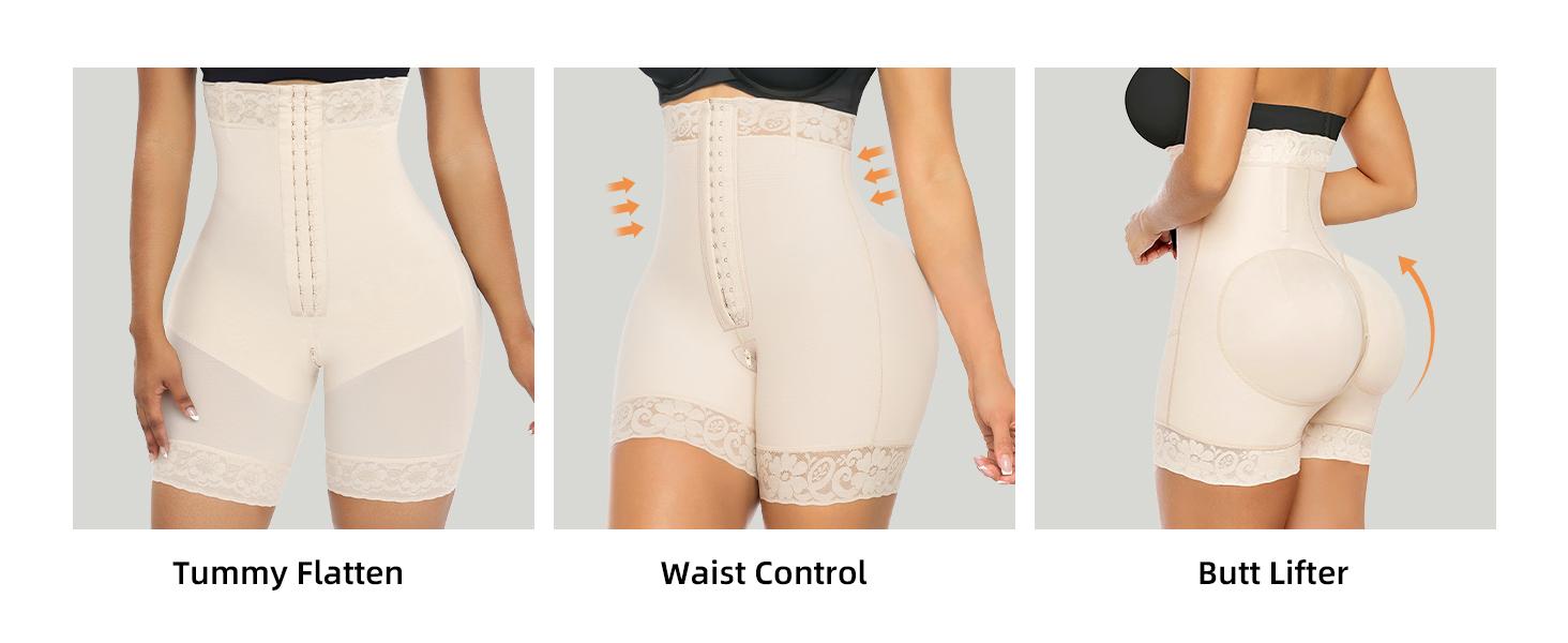 YIANNA Tummy Control Shapewear for Women Fajas Colombianas Shorts Butt Lifter with Zipper Crotch SpringStatements