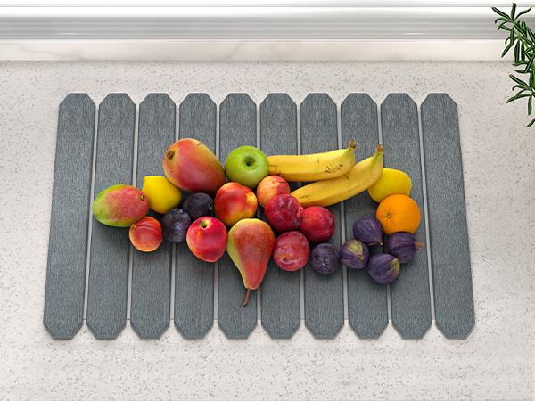 Msercuor Large Stone Dish Drying Mat 24"x16" Diatomaceous Earth Collapsible Quick Drainage for Kitchen Counter with Sanding Paper & Anti-Slip Pad Coasters Tableware