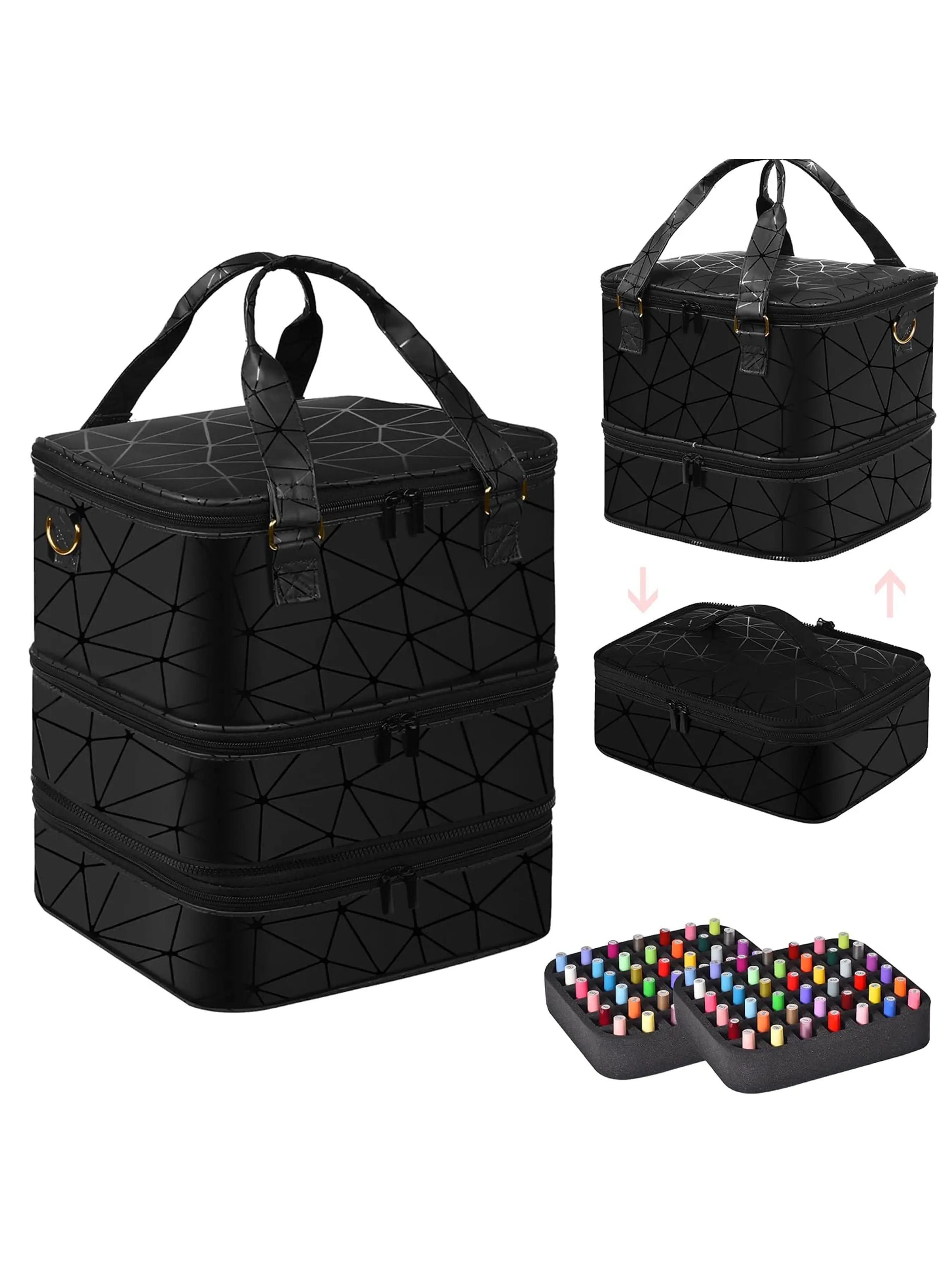 Large Nail Polish Organizer Case Hold 84+ Bottles Nail Polish & Nail Lamp, 3 Layers Nail Organizers and Storage for Nail Tech with Divider, Travel Carrying Case, Large Gel Storage Box for Tech Supplies Kit Case