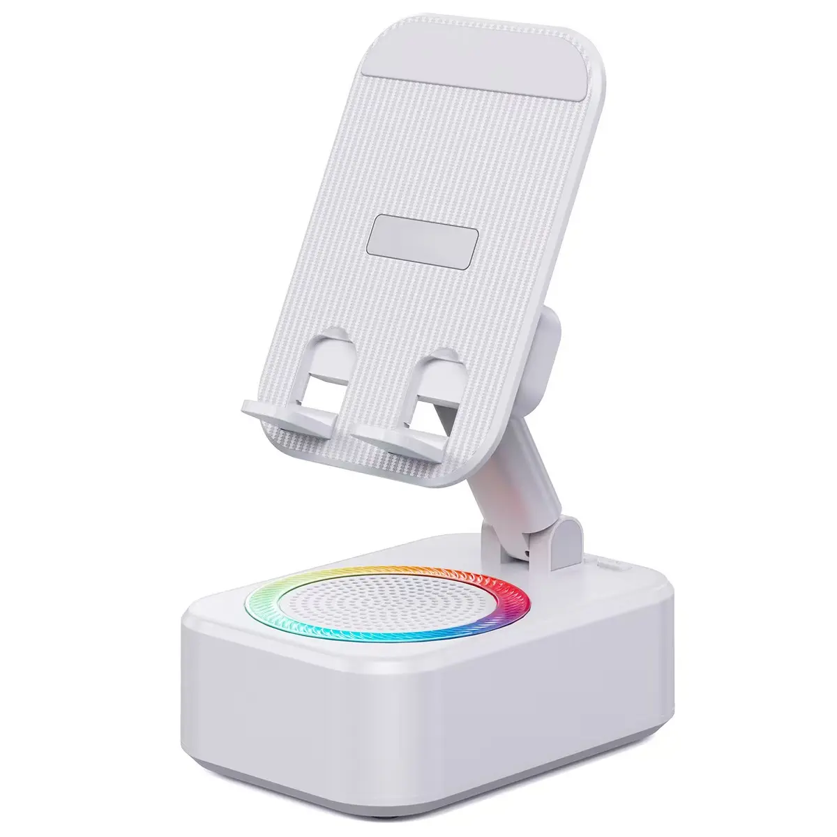 New Upgraded 5-In-1 Wireless Bluetooth-compatible Speaker, 1800mah Portable Power Bank, Tablet Stand, Phone Holder, Colorful Ambient Light, Foldable Base
