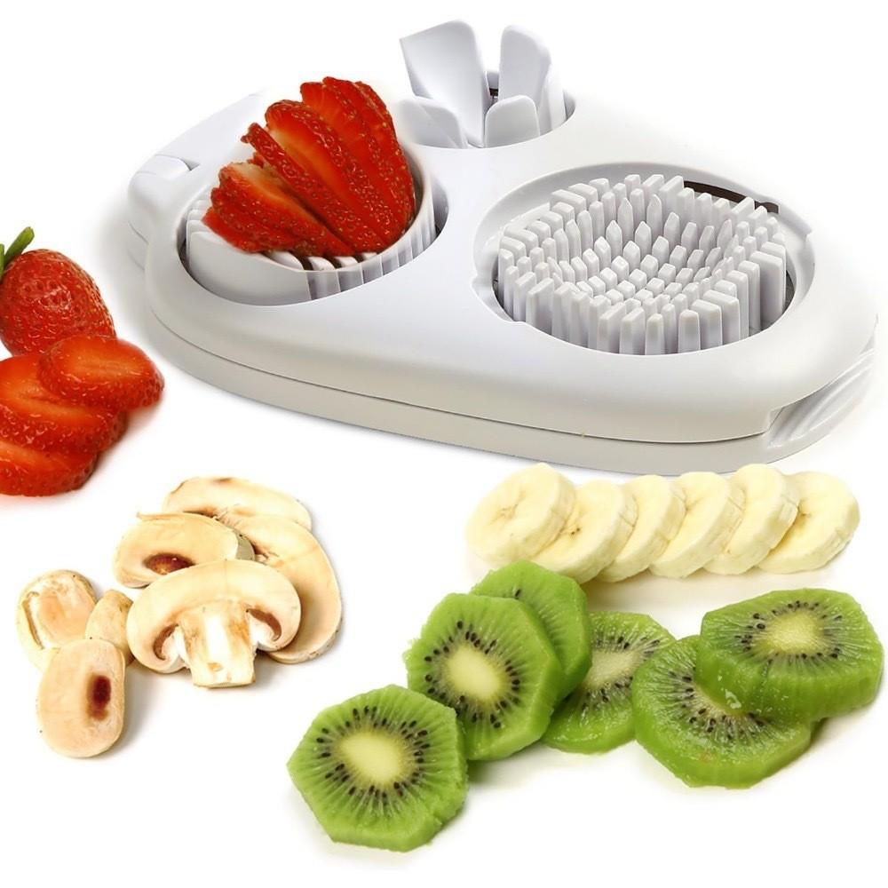 Manual Egg Slicer Chopper Dicer, Three-In-One Multi-Functional Round Blade, Easy Clean, Kitchen Tool for Eggs Fruits Vegetables