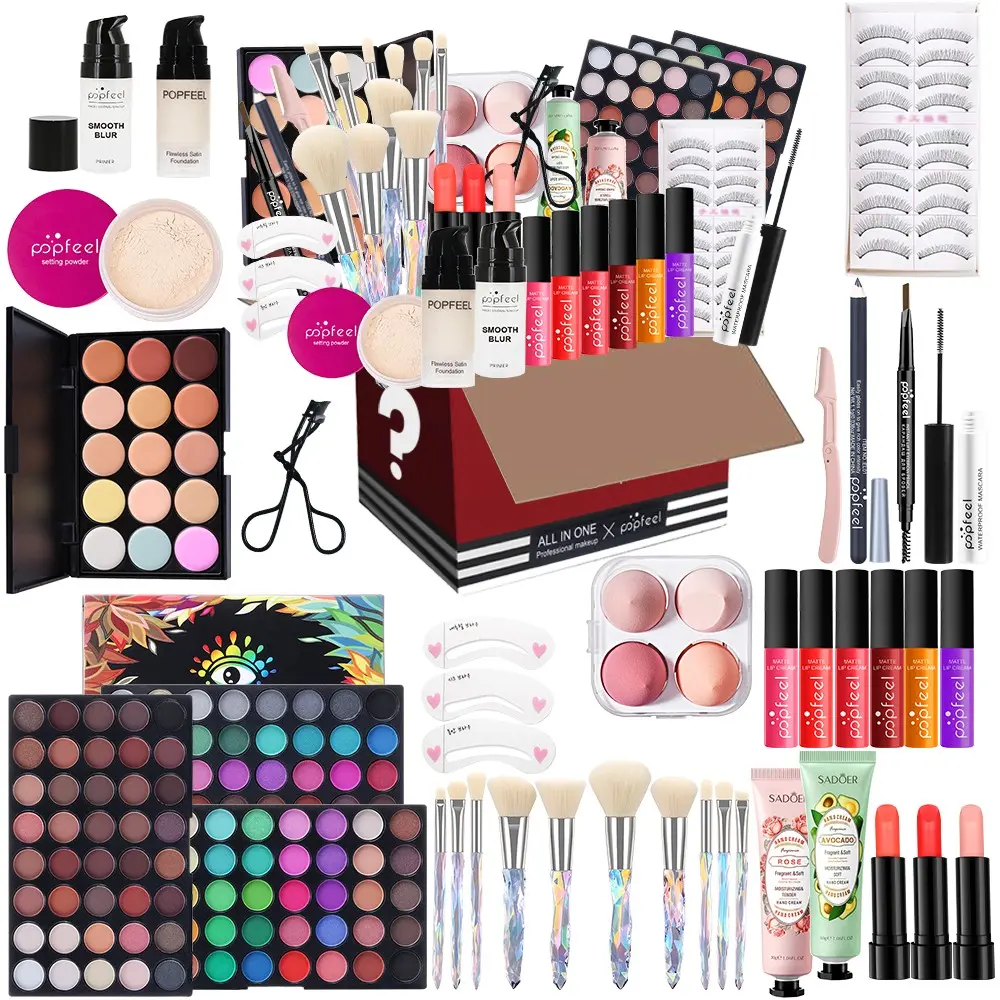 Popfeel Ultimate Makeup Set, Cosmetic Makeup Set, Cosmetics Kit, 15-Piece All-In-One Flawless Makeup Kit, Makeover Kit, Live Beauty Series, Eyeshadow Set, Essential for Beginners & Professionals, Perfect Gift, Make Up Kits