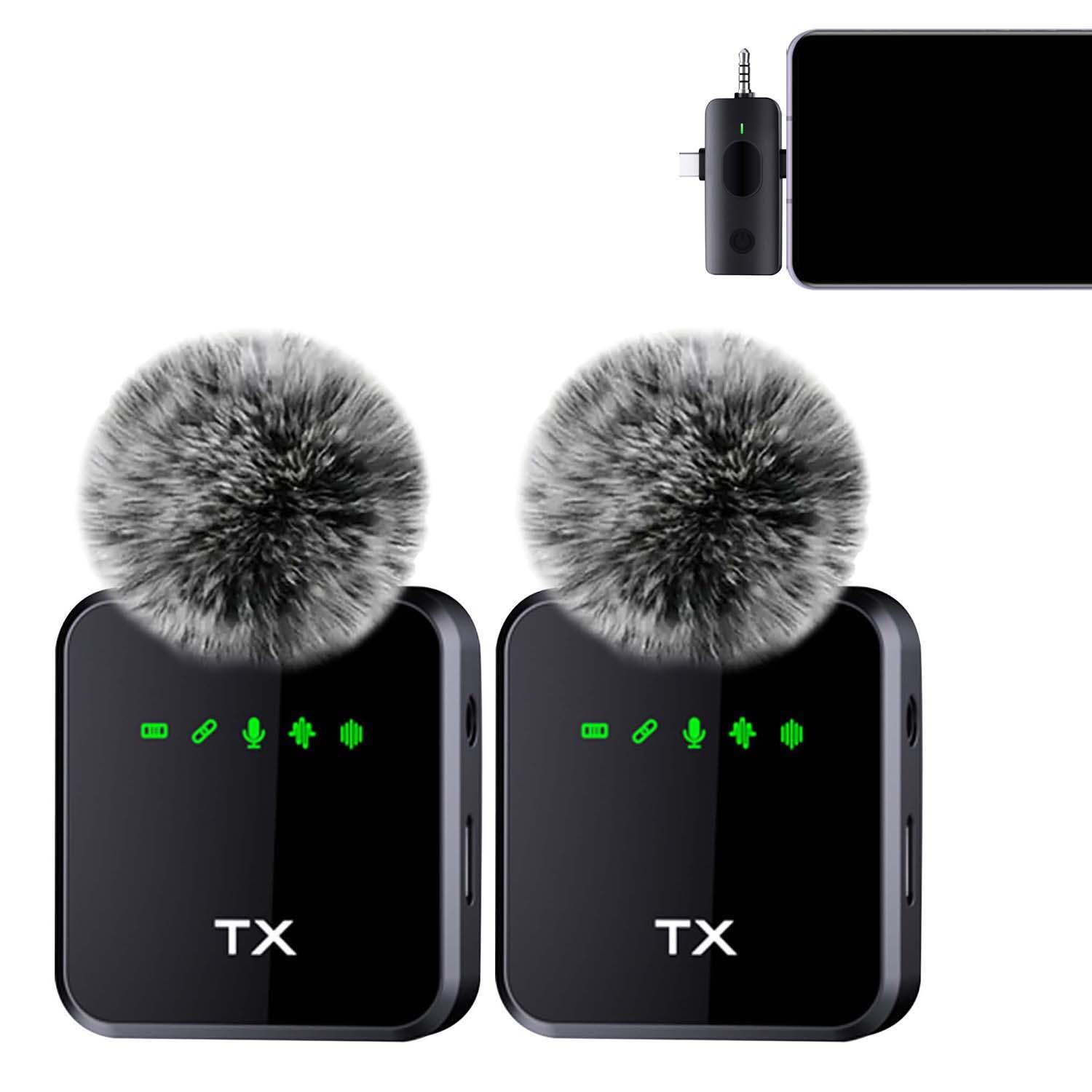 Wireless Lavalier Microphone for iPhone iPad Android, 3-In-1 Plug-Play Mic, 164ft Transmission Range, Live Stream, Lapel Microphone, Live Streaming Mic