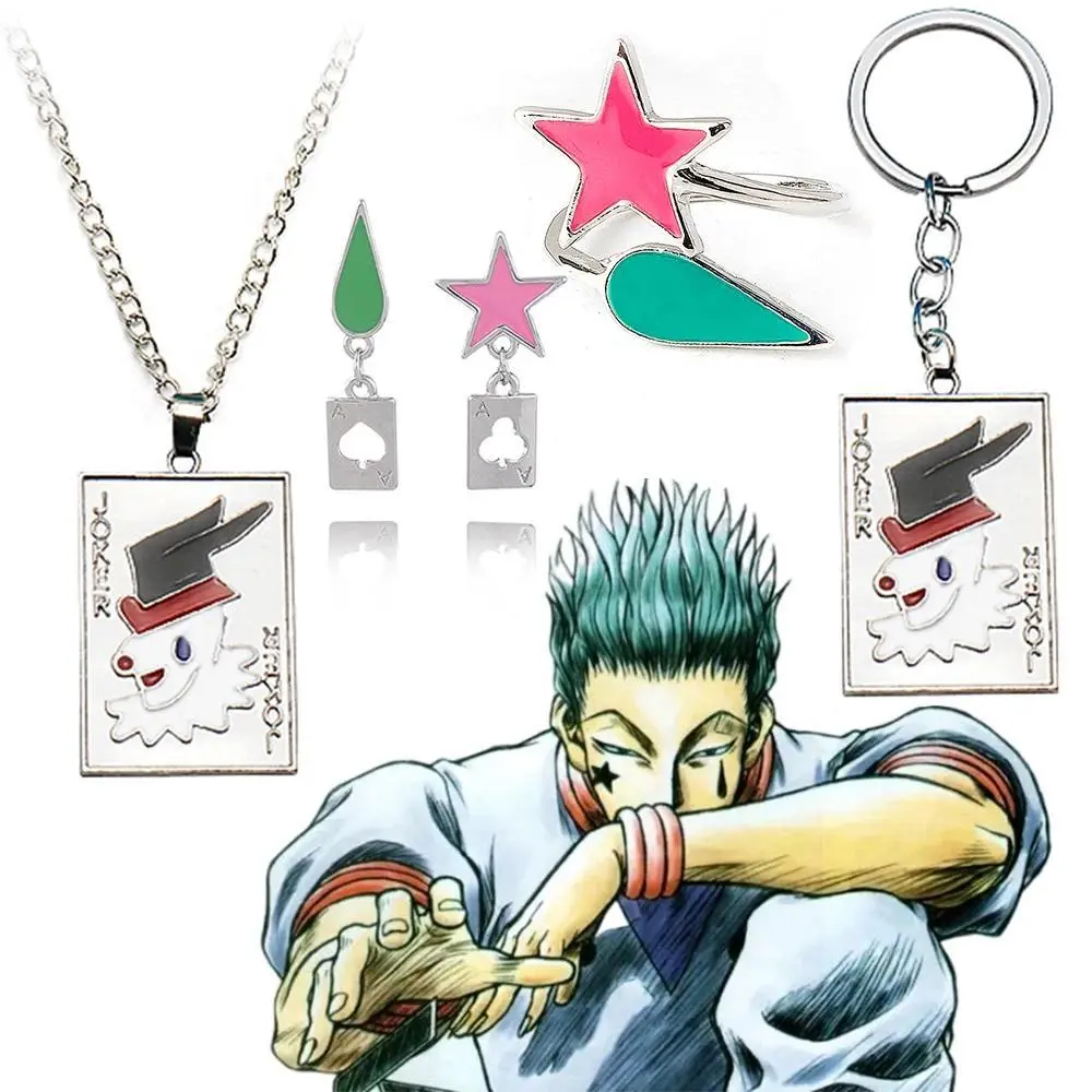 anime HUNTER×HUNTER cosplay pendant necklace keychain figure Hisoka star waterdrop ring earring props accessories fans gifts