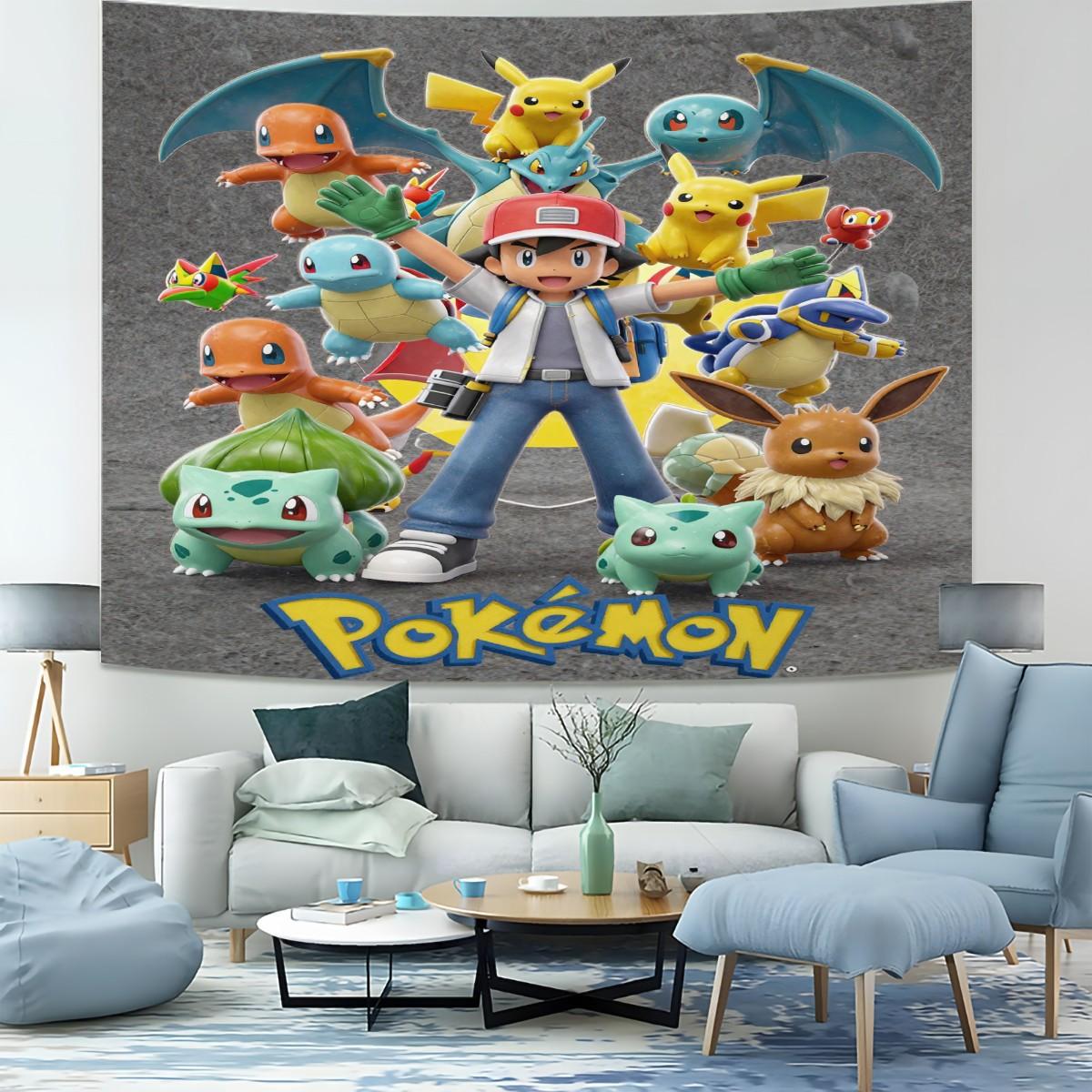 Pokémon Pattern Tapestry, Stylish Room Flag, Unique Wall Art For Living Room And Bedroom, Soft And Durable For Kids And Adults Daily Holiday Birthday Gift Bedroom Decoration