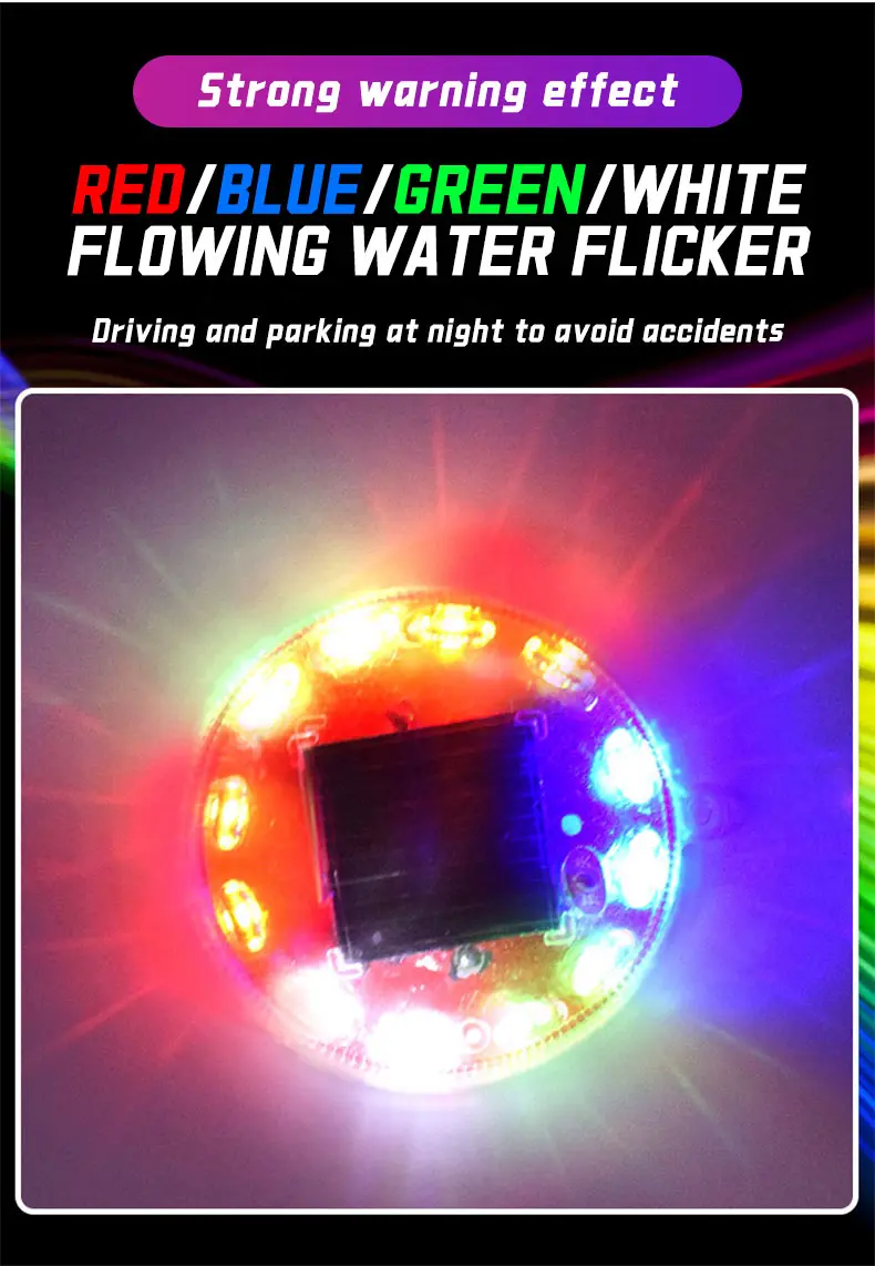 Solar-Powered Strobe Warning Light | Touch Control, Auto Light-Sensing, Strong Magnetic Mount, IP68 Waterproof, Multi-Color Flashing Safety Beacon for Vehicles